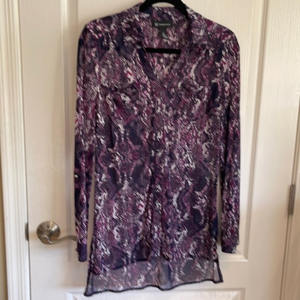 Long sleeve Sheer V Neck Blouse